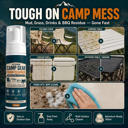🏕️50% OFF NOW! Outdoor Camp Gear Foam Cleaner with Cleaning Towel‑Powerful Stain Removing Foam Spray for Camping Chairs, Tables, Coolers & Folding Wagons