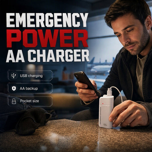 💥 BUY 1 GET 1 FREE + 50% OFF!🥳Portable Emergency Phone Charger AA Battery Powered Power Bank with LED Flashlight