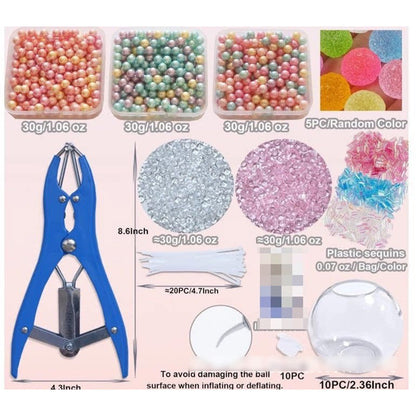 🔥HOT SALE 50% OFF🎁✨DIY Stress Ball Making Kit, Includes 6 Filling Packs, 10 Transparent Blank Soft Skins, Expansion Tool, Ideal for Adult Stress Relief, Squishy Maker