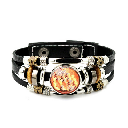 💥Last-Day Sale – 50% Off ☪️Glow-in-the-Dark Leather Zodiac Sign Bracelet For Men and Women (6.9/8.1 inches)♑️