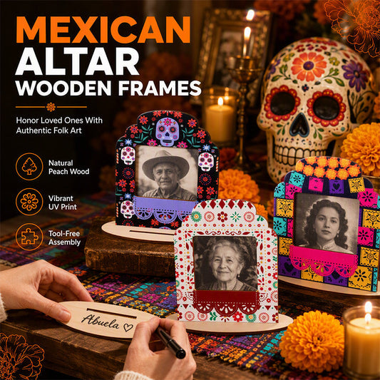 💞99K+ SOLD! Day of the Dead Frame – Sugar skull design, slide-in photo & writable banner. Festive keepsake – grab yours! ✅