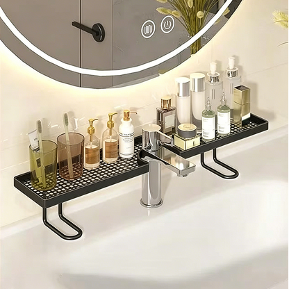 🚰Over-the-Faucet Sink Organizer Shelf: No-Drilling, Quick-Draining, Rust-Proof Iron, Maximizes Counter Space