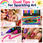 12 Pack Dual Tip Glitter Markers and Highlighters Set 24 Colors Double Ended Soft Brush Tip Pens