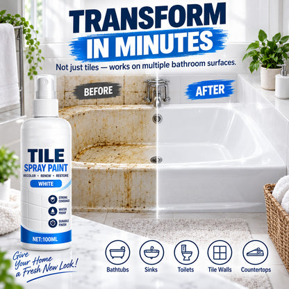 🎨50% OFF NOW! Tile Renewal Spray Paint, 100ml 3 Colors – Waterproof Tile Coating Spray, Fast Drying Bathroom Kitchen Tile Recolor Paint for Tile Restoration