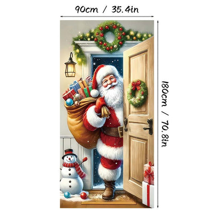 ⏳50% OFF⏰🎄Christmas Door Cover For Instant Holiday Decor🚪Instant Holiday Decor for Front Door, Home, Office & Party 🎅🎄