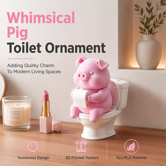 3D Printed Pig on Toilet Figurine