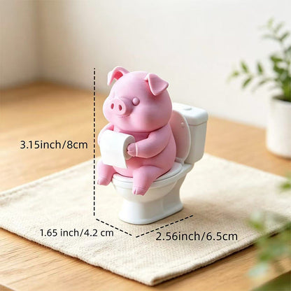 3D Printed Pig on Toilet Figurine