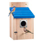 🐦 50% OFF! ✨ Weatherproof Wooden Outdoor Bird House – Solid Thickened Natural Timber with Sky Blue Slanted Roof, Predator-Safe Metal Reinforced Entry Guard & Round Resting Perch🏡