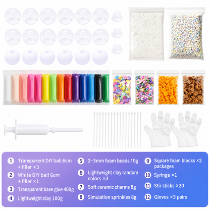 DIY Clay Squeeze Ball Craft Kit Slow Stress Relief Handmade Toy Set for Kids
