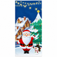 🎄Xmas Sale - 50% OFF❤️Christmas Door Cover - Santa & Reindeer Stretch Fabric Door Banner with 4-Side Elastic Edges, DIY Door Handle Cutout, Slip-On Front Door Holiday Decor