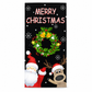 🎄Xmas Sale - 50% OFF❤️Christmas Door Cover - Santa & Reindeer Stretch Fabric Door Banner with 4-Side Elastic Edges, DIY Door Handle Cutout, Slip-On Front Door Holiday Decor