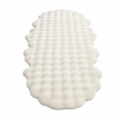 Soft Faux Rabbit Fur Bedside Rug Bubble Plush Double Pelt Area Carpet for Girls Bedroom Living Room and Bay Window